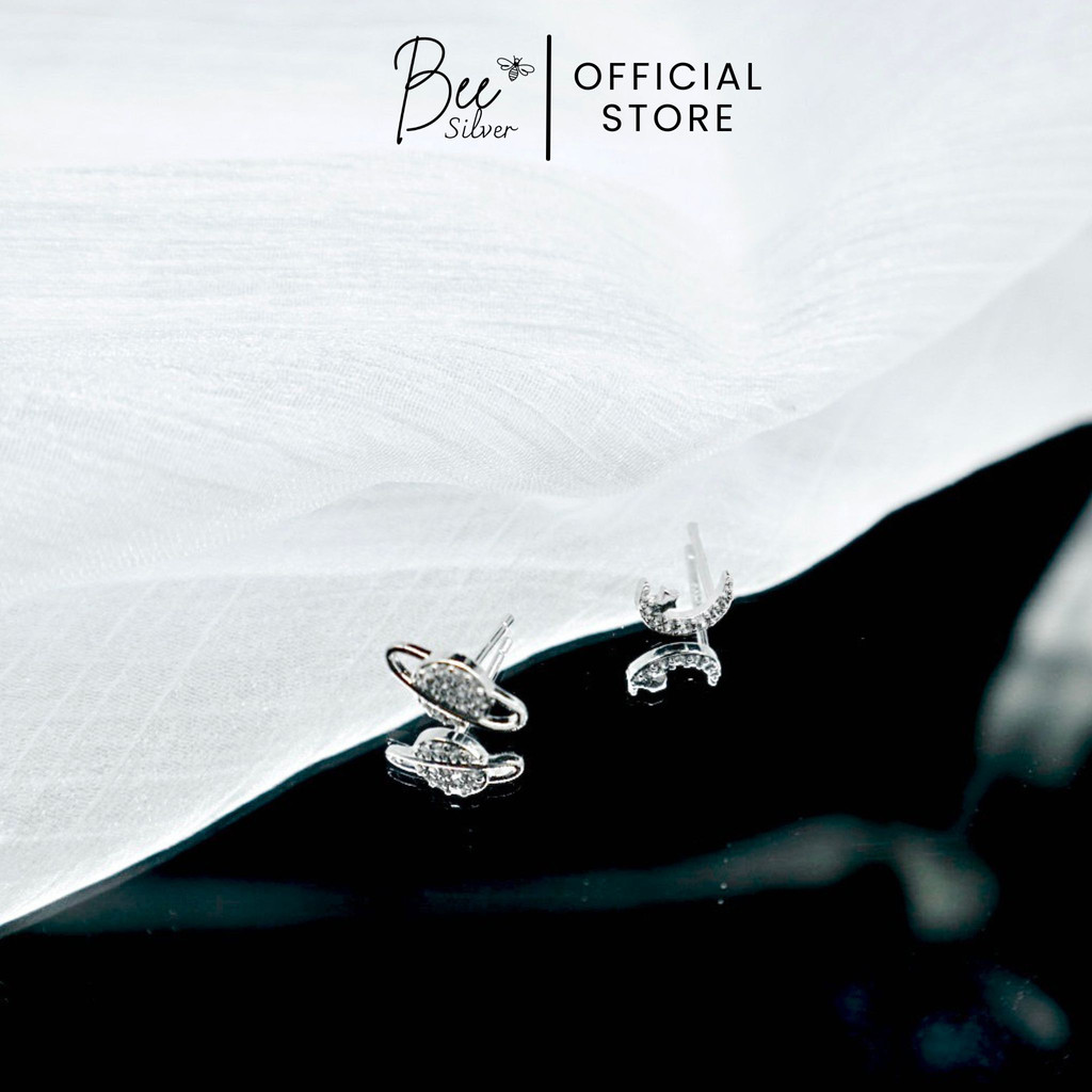 Khuyên tai bạc nữ Bee Silver hình hành tinh và mặt trăng đáng yêu Ellie Earing