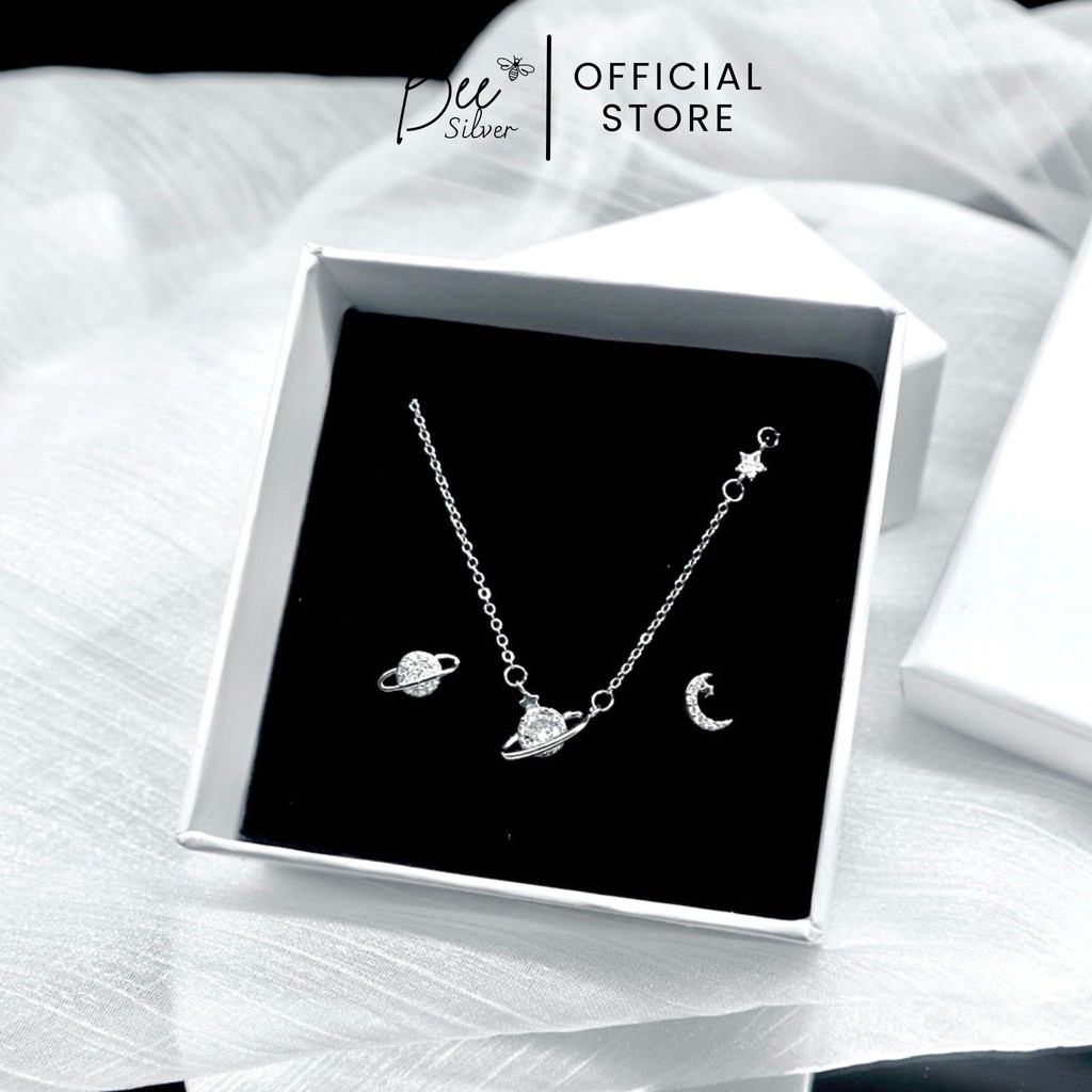 Khuyên tai bạc nữ Bee Silver hình hành tinh và mặt trăng đáng yêu Ellie Earing