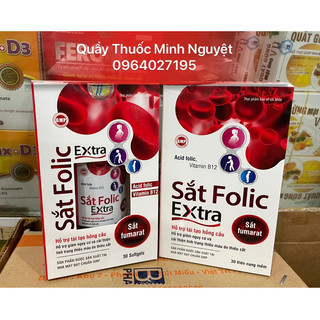 SẮT FOLIC extra bổ sung sắt bổ sung vitamin dưỡng chất cho mẹ bầu và cho con bú Lọ 30 viên