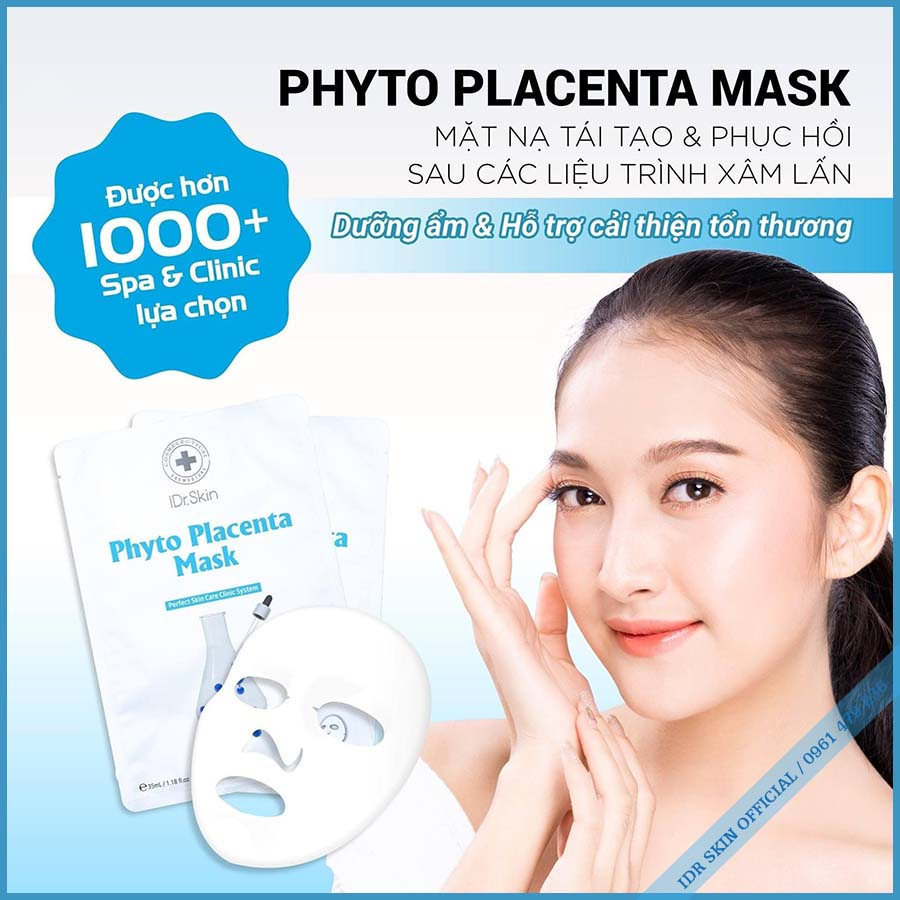Mặt nạ nhau thai phục hồi da Idr Skin_IDr Skin Phyto Placenta Mask giúp giảm sưng đỏ sau lăn kim, vi tảo...