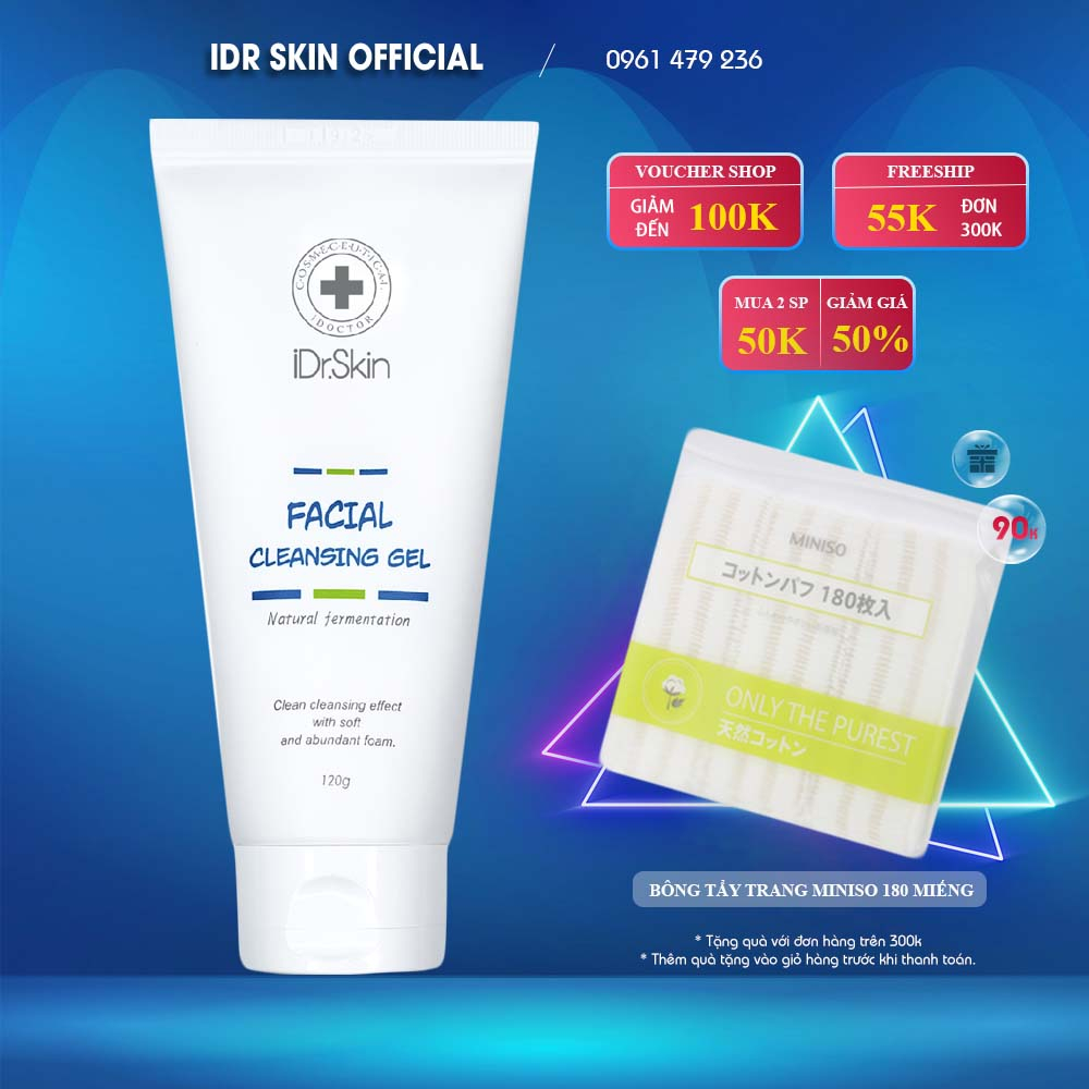 Sữa rửa mặt lên men IDr Skin_ IDr Skin Facial Cleansing Gel 120g dùng được cho da nhạy cảm