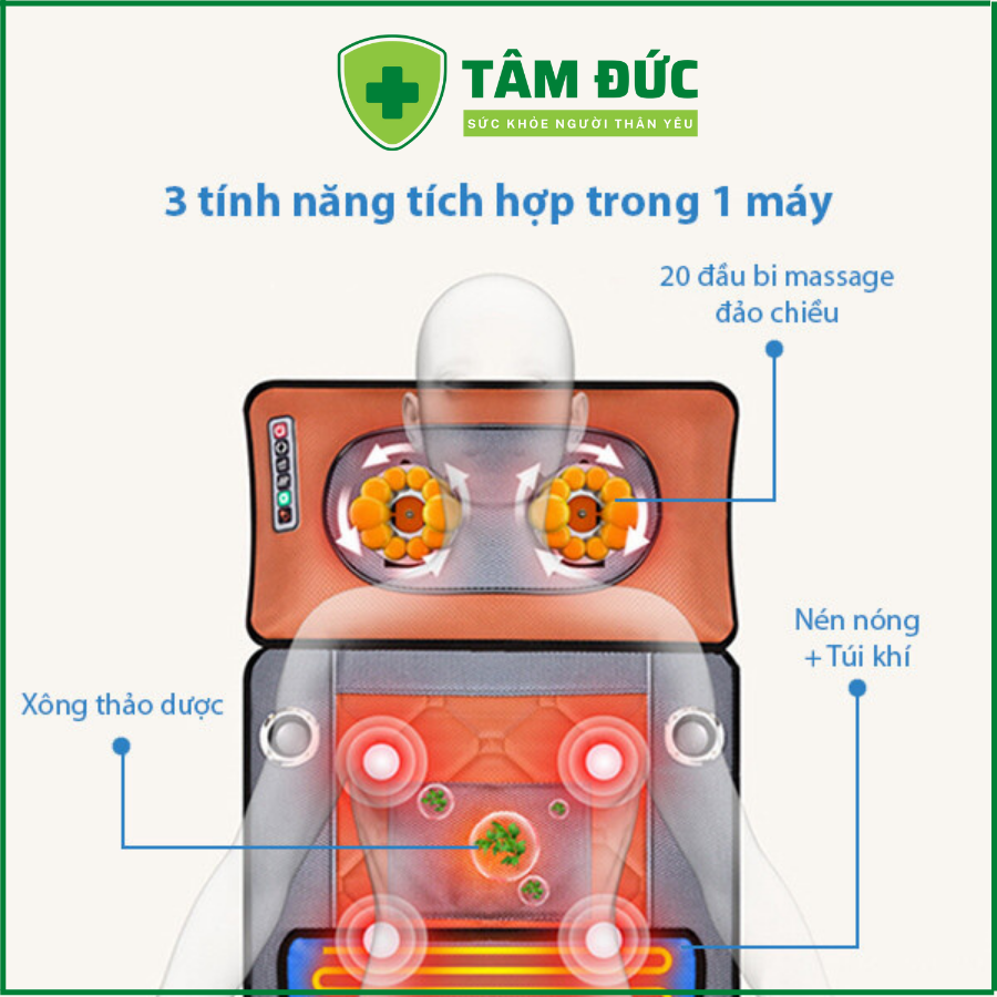 Đệm massage toàn thân đa điểm rung MAT-C86 hồng ngoại cao cấp, nêm mát xa toàn thân xoa bóp giảm đau mỏi vai gáy