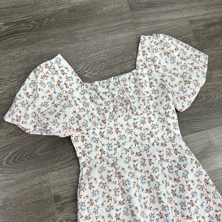 Đầm hoa Mixxo dún ngực, smocking lưng