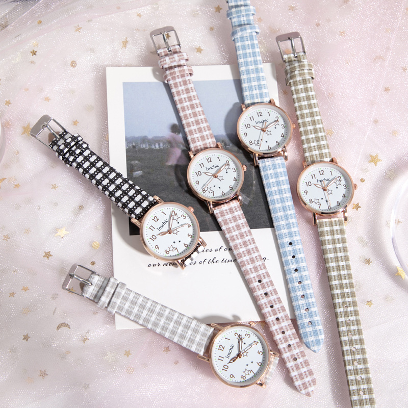 Đồng Hồ Ngôi Sao Nhỏ Dây Kẻ Sọc Cá Tính Cho Nữ DH14