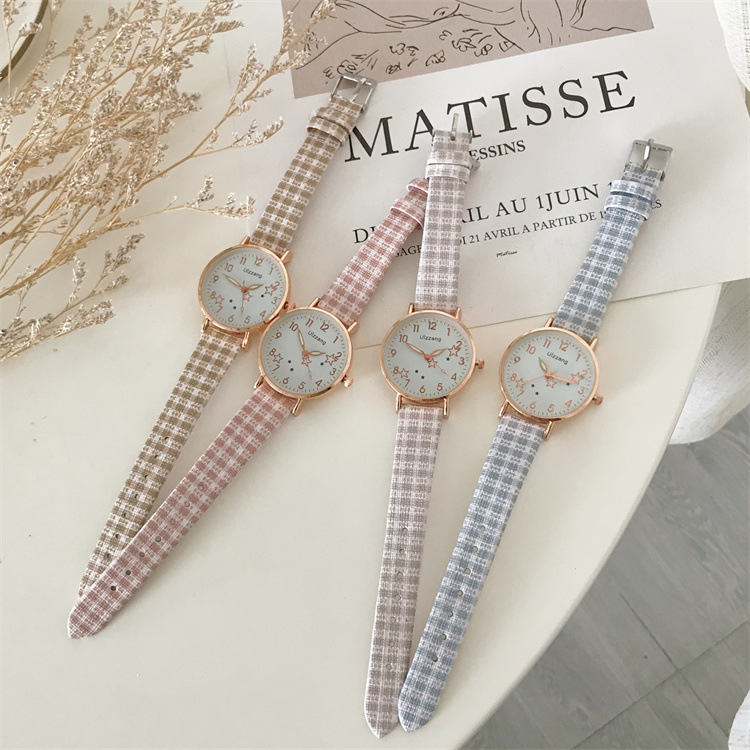 Đồng Hồ Ngôi Sao Nhỏ Dây Kẻ Sọc Cá Tính Cho Nữ DH14