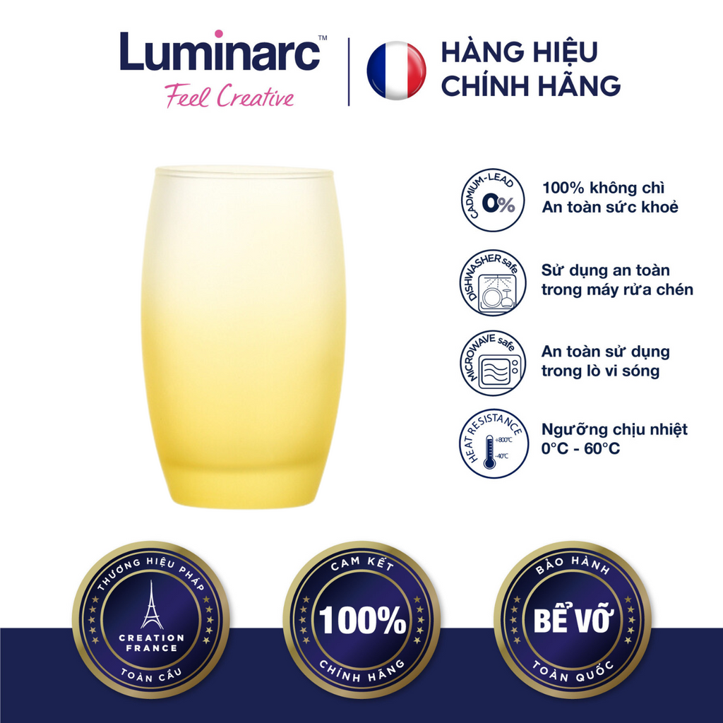 Bộ 2 Ly Cao Thuỷ Tinh Luminarc Salto Frost Yellow 350ml - LUSAQ3174