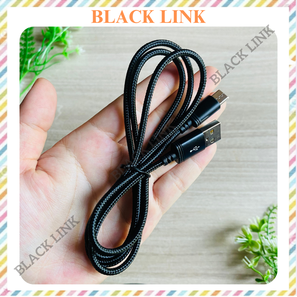 Cáp sạc dù chống rối cổng Micro USB/ TypeC USB/ TypeC to TypeC dài 1M dẻo chống rối truyền đồng bộ dữ liệu 2.4A