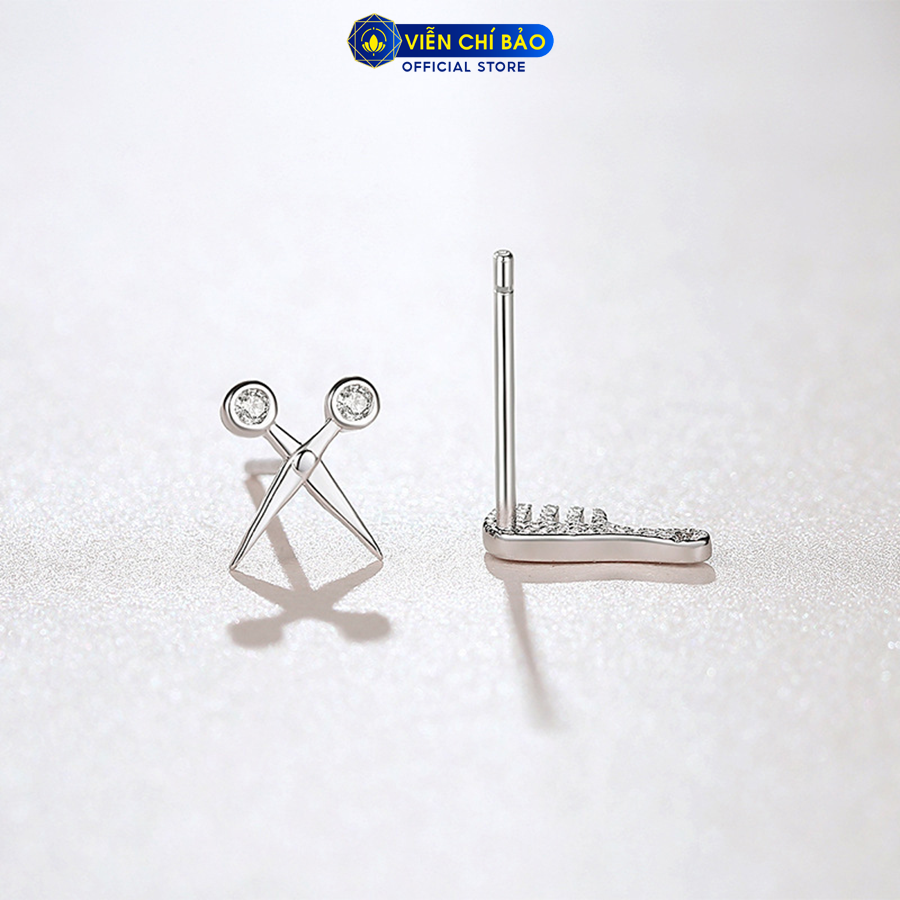 Bông tai bạc nữ Comb Kéo và lược chất liệu bạc 925 thời trang phụ kiện trang sức nữ Viễn Chí Bảo B400329