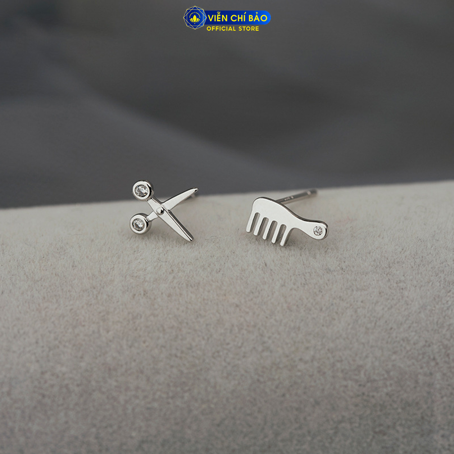 Bông tai bạc nữ Comb Kéo và lược chất liệu bạc 925 thời trang phụ kiện trang sức nữ Viễn Chí Bảo B400329