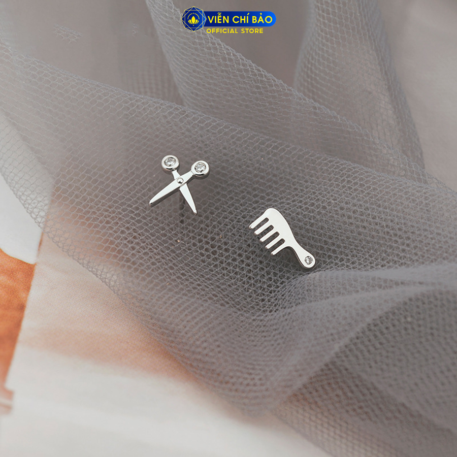 Bông tai bạc nữ Comb Kéo và lược chất liệu bạc 925 thời trang phụ kiện trang sức nữ Viễn Chí Bảo B400329
