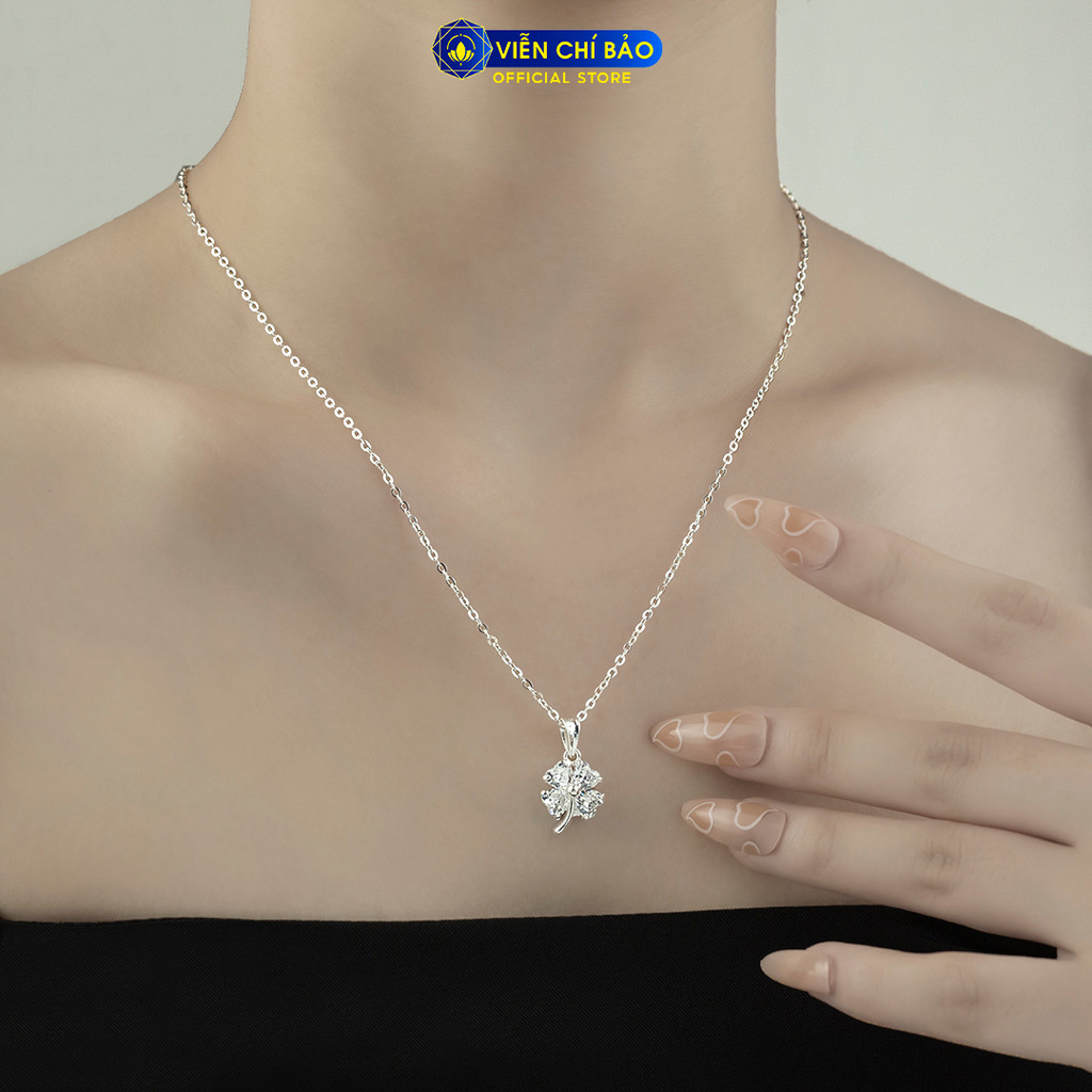 Dây chuyền bạc nữ mặt cỏ 4 lá chất liệu bạc S925 thời trang phụ kiện trang sức nữ Viễn Chí Bảo D400709