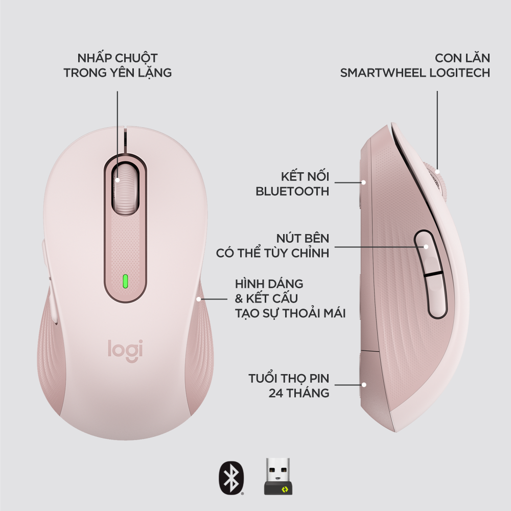 Combo Bàn phím Logitech K650 & Chuột Logitech M650 - Bluetooth, USB Bolt