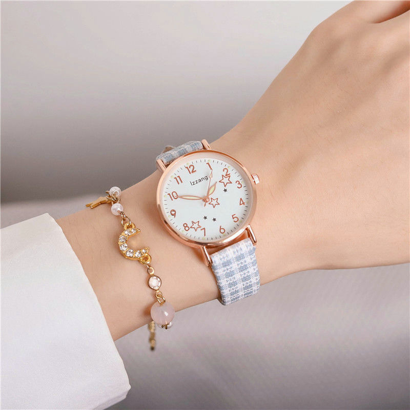 Đồng Hồ Ngôi Sao Nhỏ Dây Kẻ Sọc Cá Tính Cho Nữ DH14