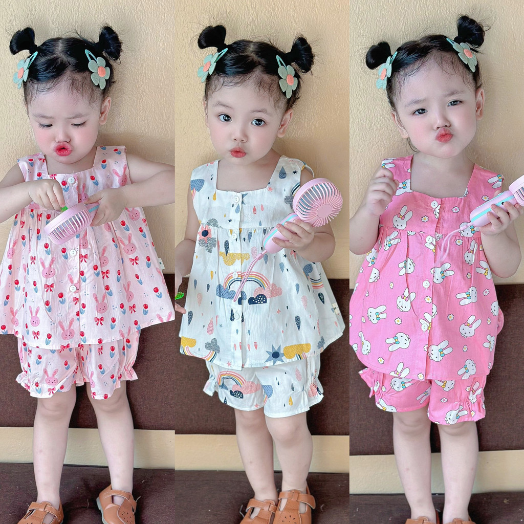 Set bộ sát nách (ba lỗ) Mozi chất thô mềm hoạ tiết hoạt hình cho bé