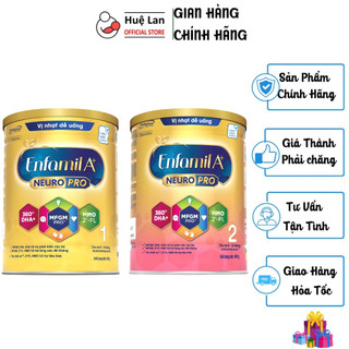SỮA BỘT ENFAMIL NEURO PRO - VỊ NHẠT DỄ UỐNG SỐ 1 VÀ SỐ 2 LON 830G