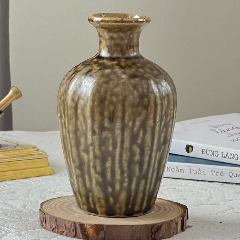 Bình hoa bát tràng decor mini dáng hút lộc 10 cm nhỏ xinh,dáng, lọ hoa gốm cắm hoa trang trí để bàn đẹp