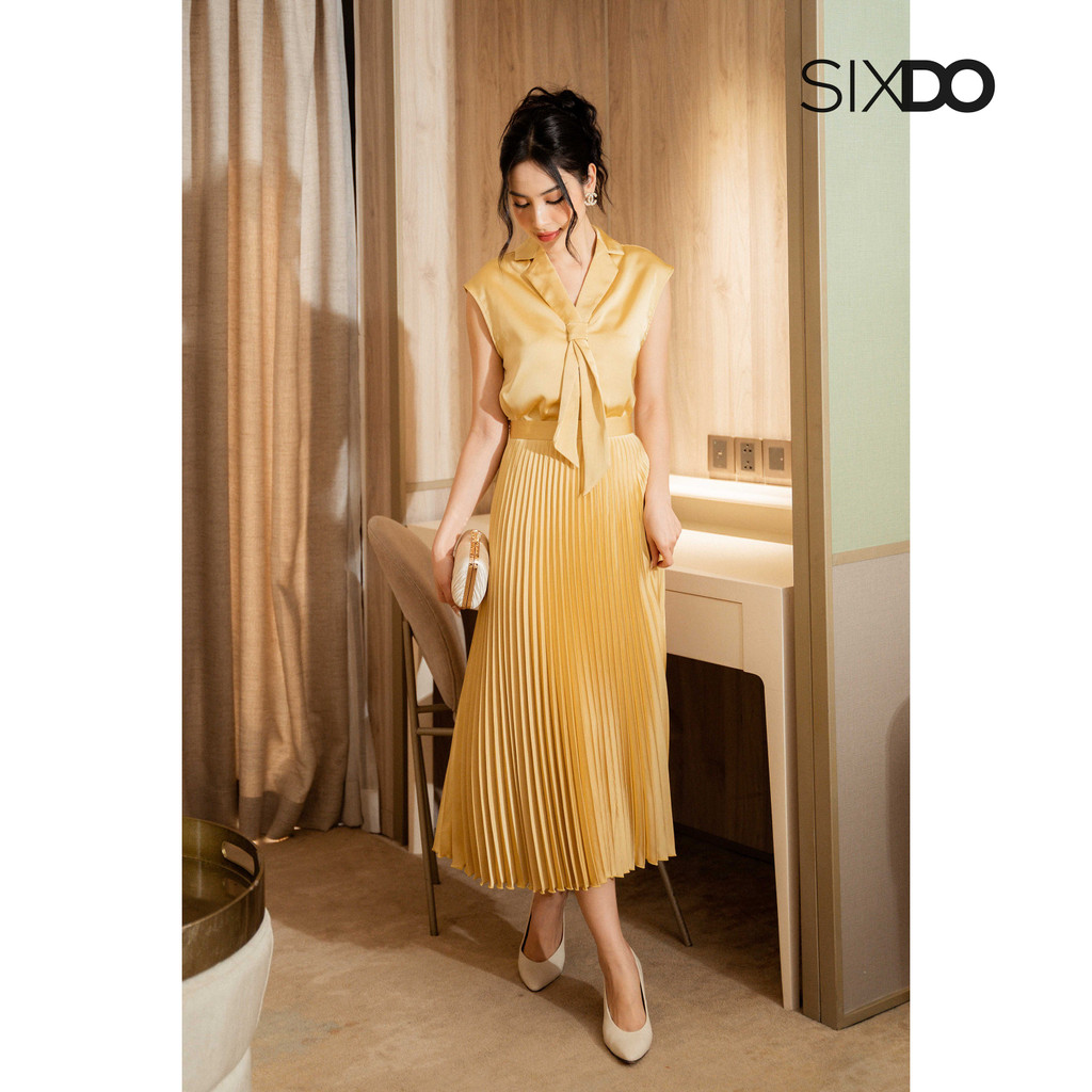 Chân váy lụa xếp li dáng xòe 2 màu SIXDO (Pleated Midi Silk Skirt)