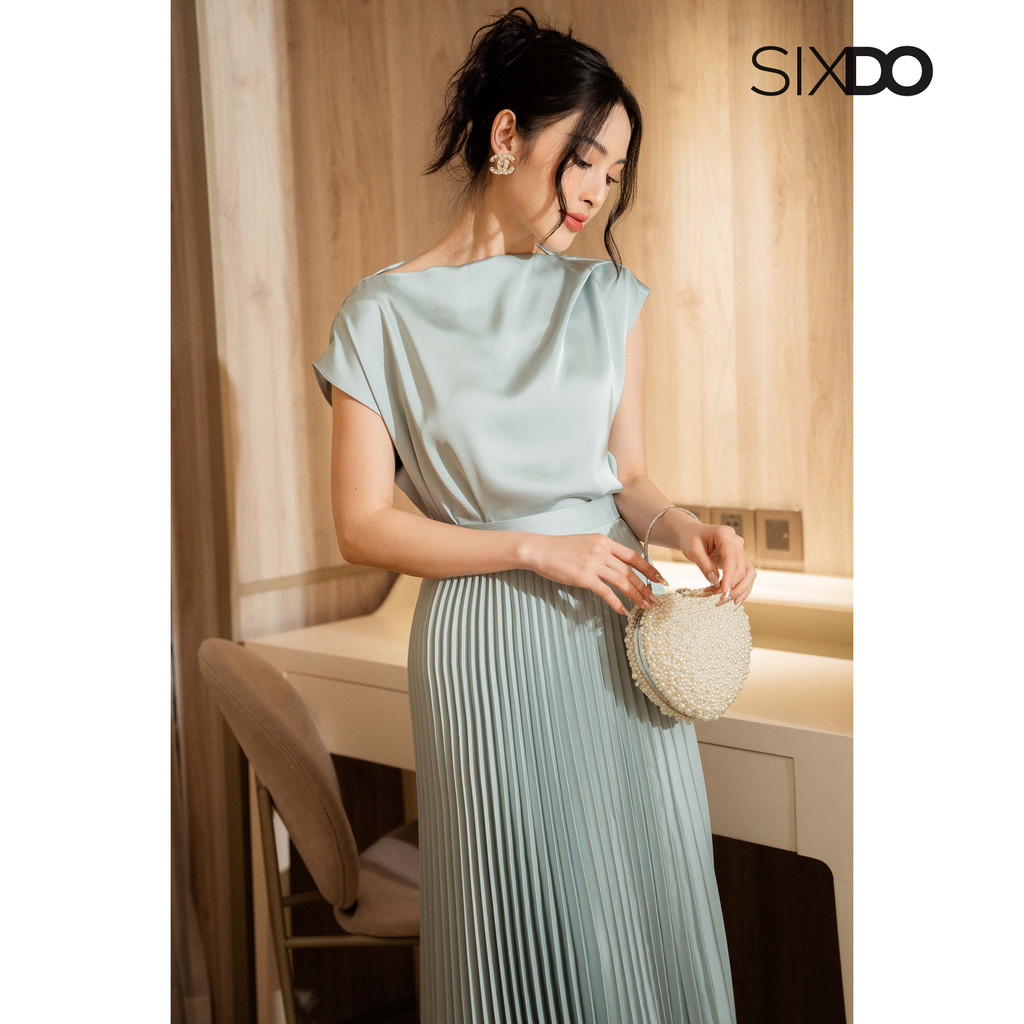 Chân váy lụa xếp li dáng xòe 2 màu SIXDO (Pleated Midi Silk Skirt)