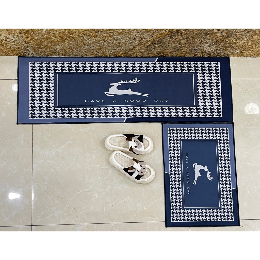 Combo Thảm lau chân nhà Bếp  chùi chân trải sàn  3d chống trượt cao cấp đế cao su hút nước