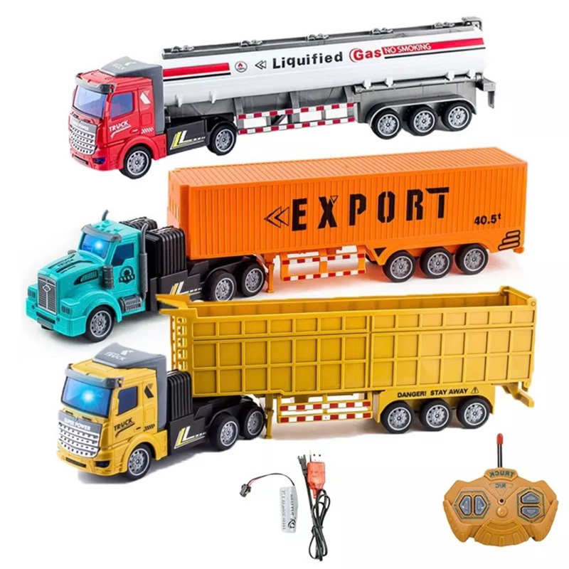 Xe tải đầu kéo, xe container chở hàng điều khiển từ xa 4 chiều cao cấp( có kèm pin và bộ sạc)