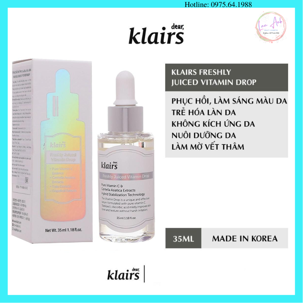 Tinh Chất Vitamin C Giúp Mờ Thâm Nám, Trắng Sáng Dành Cho Da Dễ Kích Ứng Klairs Freshly Juiced Vitamin Drop 35ml