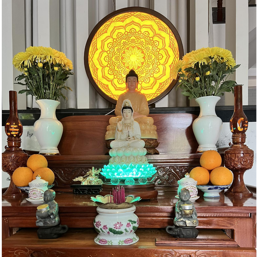 Tranh Trúc chỉ tròn Mộc Linh - Làm thủ công từ 100% tre tự nhiên - Trang trí ban thờ gia đình Việt