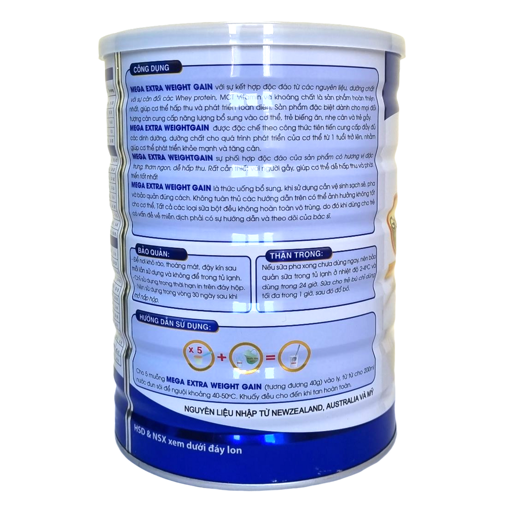 Sữa bột tăng cân hiệu quả Mega Extra Gold Weight Gain 900g
