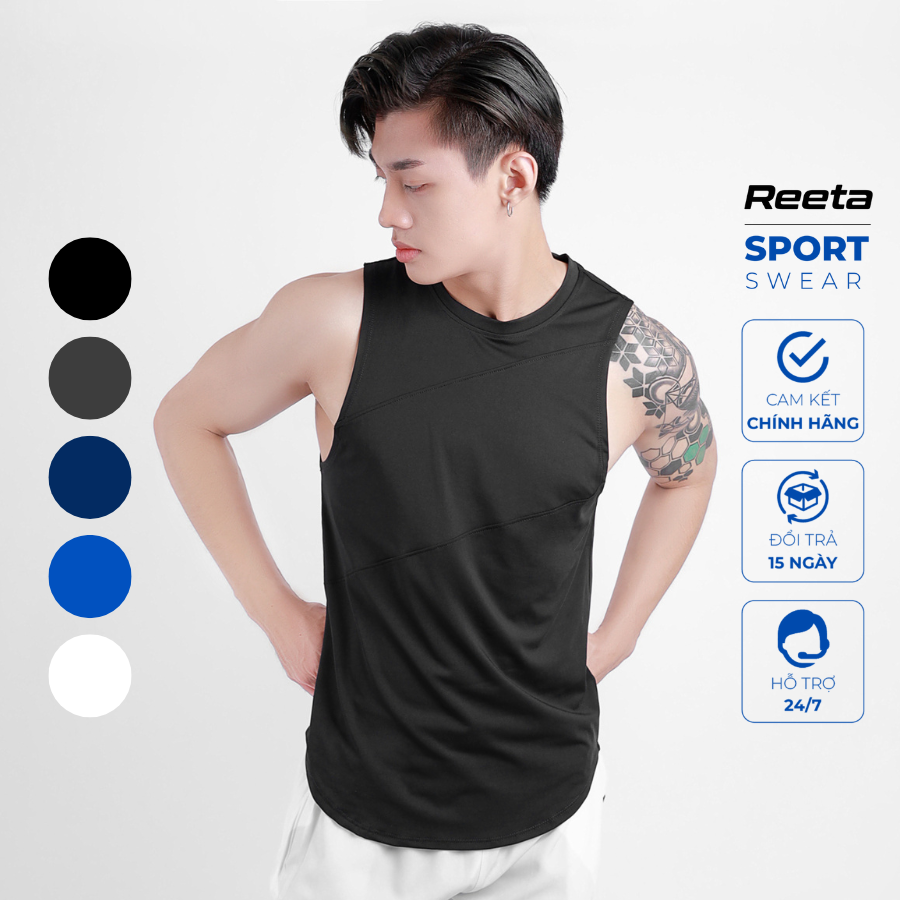 Áo tank-top,ba lỗ,sát nách thể thao nam vải trơn thoáng mát co dãn chống nhăn Reeta Sport- A2009