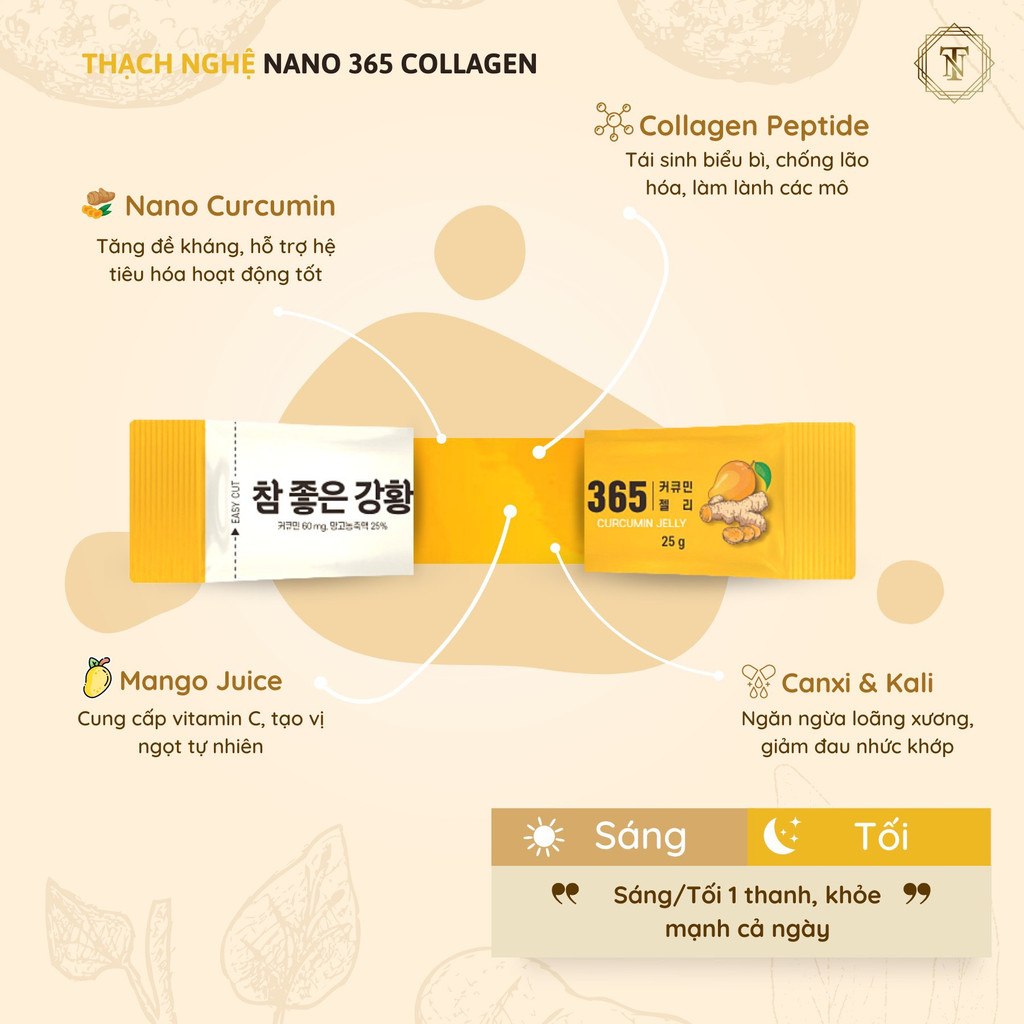 Combo Thạch Nghệ Nano Curcumin 365 Collagen Hàn Quốc Hỗ Trợ Bổ Não Cải Thiện Sức Khỏe 2 Hộp Nhỏ