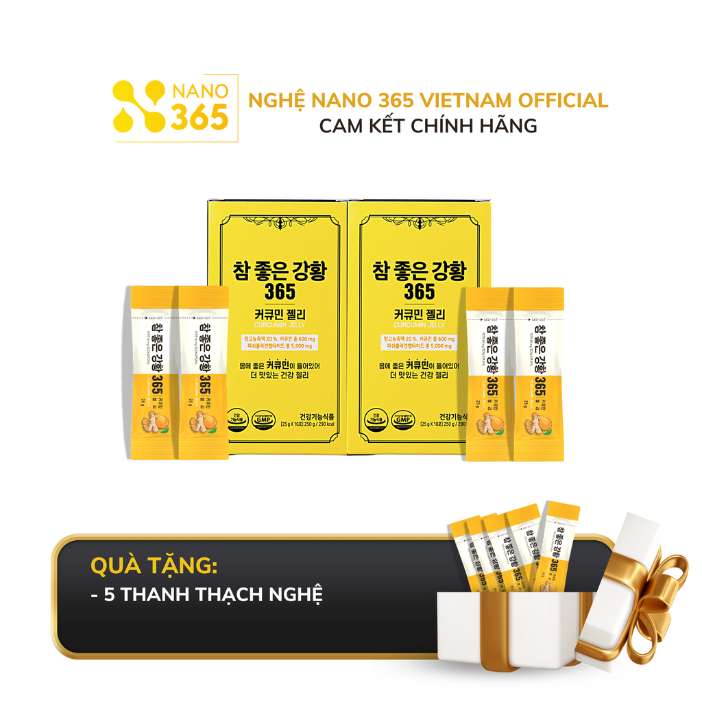 [QUÀ HẤP DẪN] Combo Thạch Nghệ Nano Curcumin 365 Collagen Hàn Quốc Hỗ Trợ Bổ Não Cải Thiện Sức Khỏe 2 Hộp Nhỏ
