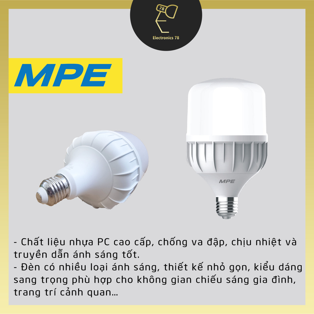 Bóng Led Trụ MPE, Ánh sáng Trắng/Vàng
