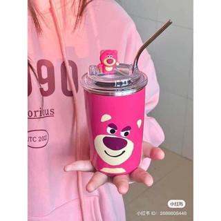 Bình nước giữ nhiệt hình gấu dâu tây bình nước hoạt hình dễ thương 500ml