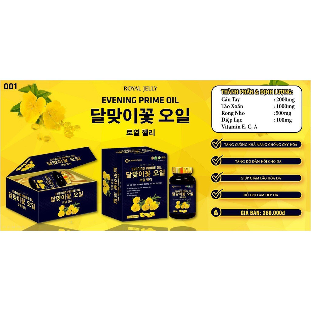 Viên uống đẹp da ROYAL JELLY EVENING PRIME OIL (HOA ANH THẢO) | BigBuy360 - bigbuy360.vn