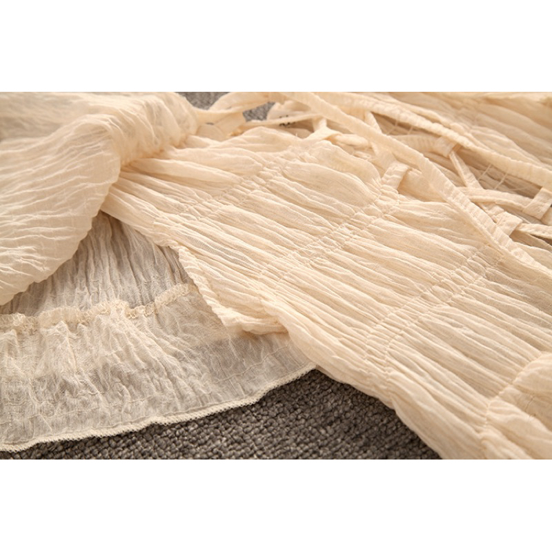 Váy xẻ k cúc đan dây phong cách retro Pháp mùa hè