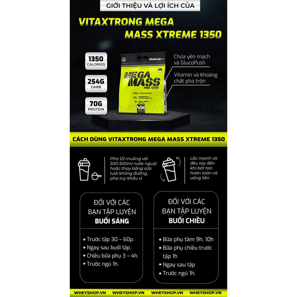 Sữa dinh dưỡng tăng cân VitaXtrong Mega Mass 12Lbs