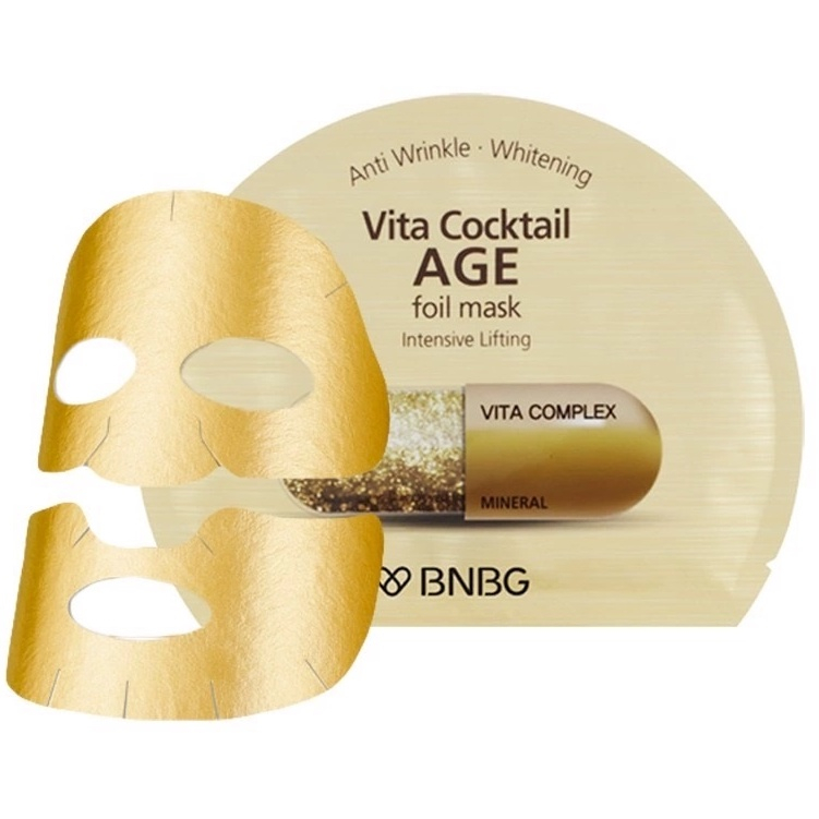 combo 10 mặt nạ BNBG ngừa lão hóa , nâng cơ nhũ vàng Vita Cocktail Age foil mask Npp Tido88