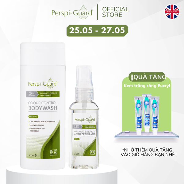 Combo khử mùi ngăn mồ hôi toàn diện sữa tắm + xịt Perspi-Guard 200ml + 50ml