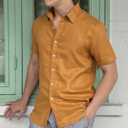 Áo Sơmi Linen Tay Ngắn Regular Fit Đơn Gỉan Thoáng Mát