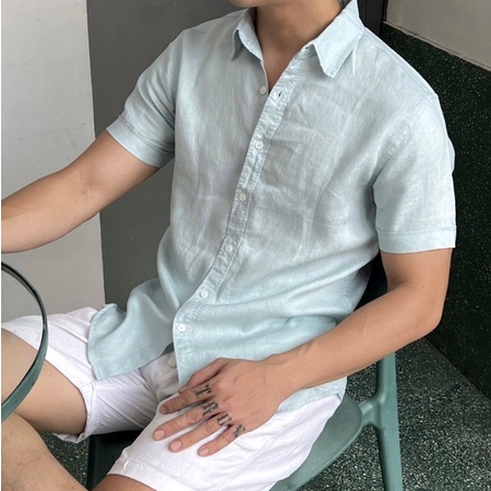 Áo Sơmi Linen Tay Ngắn Regular Fit Đơn Gỉan Thoáng Mát
