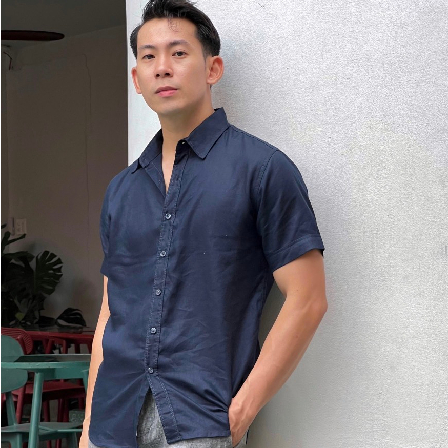 Áo Sơmi Linen Tay Ngắn Regular Fit Đơn Gỉan Thoáng Mát