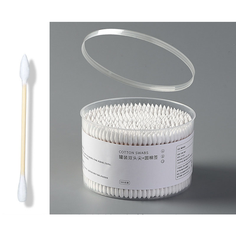 Hộp 500 Bông Tăm Ráy Tai 2 Đầu Làm Sạch Bằng Gỗ Tiện Dụng