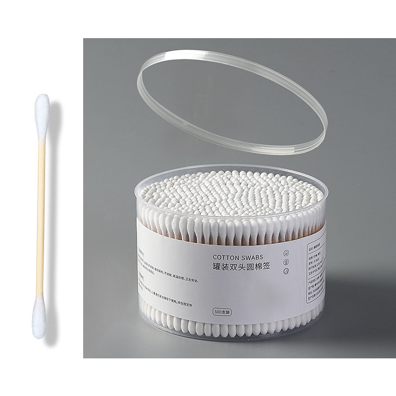 Hộp 500 Bông Tăm Ráy Tai 2 Đầu Làm Sạch Bằng Gỗ Tiện Dụng