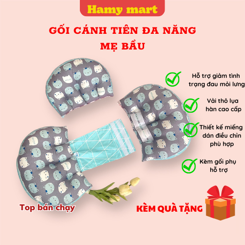 Gối ôm bà bầu HAMY Mart gối bầu cánh tiên cao cấp ct002