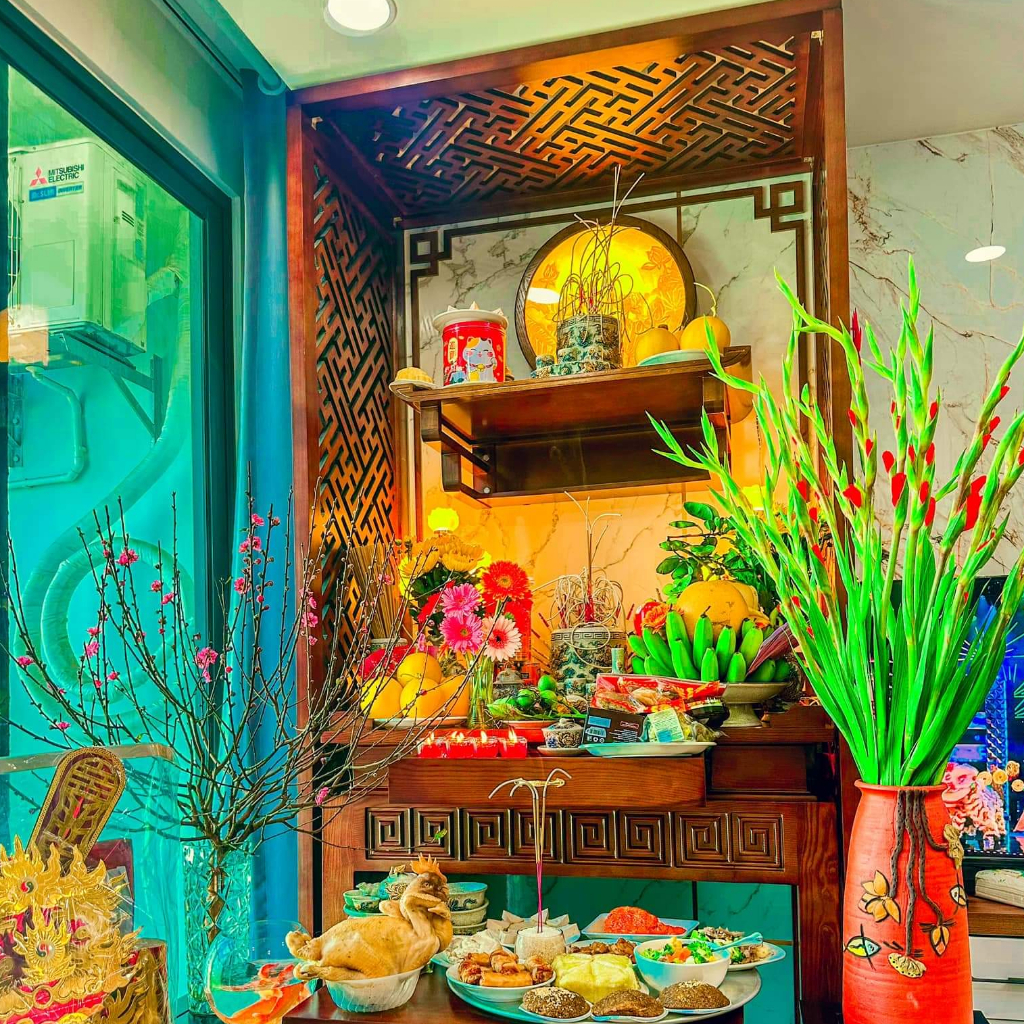 Tranh trúc chỉ tròn Mộc Linh - Trang trí không gian thờ cúng gia đình