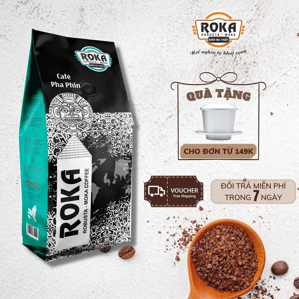 (500 Gram) Cà Phê Rang Xay Gu Truyền Thống, Vị Đậm Đà Sánh Quyện Hương Thơm Tinh Khiết - Roka Green Premium