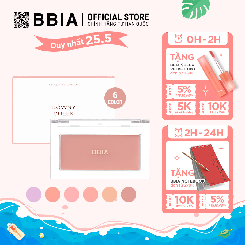 Má Hồng Kem Bbia Ready To Wear Downy Cheek  3.5g Bbia Official Store