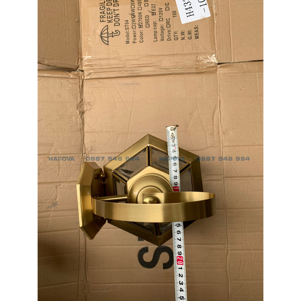 Đèn treo tường cao cấp bằng đồng ngoài trời HAPOVA GLEND 1002