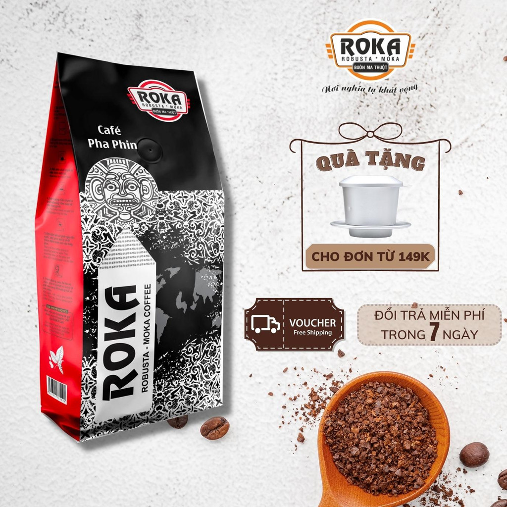 (500 Gram) Cà Phê Rang Xay Gu Truyền Thống, Hương Thơm Tinh Khiết, Vị Đậm Đà - Roka Red Premium