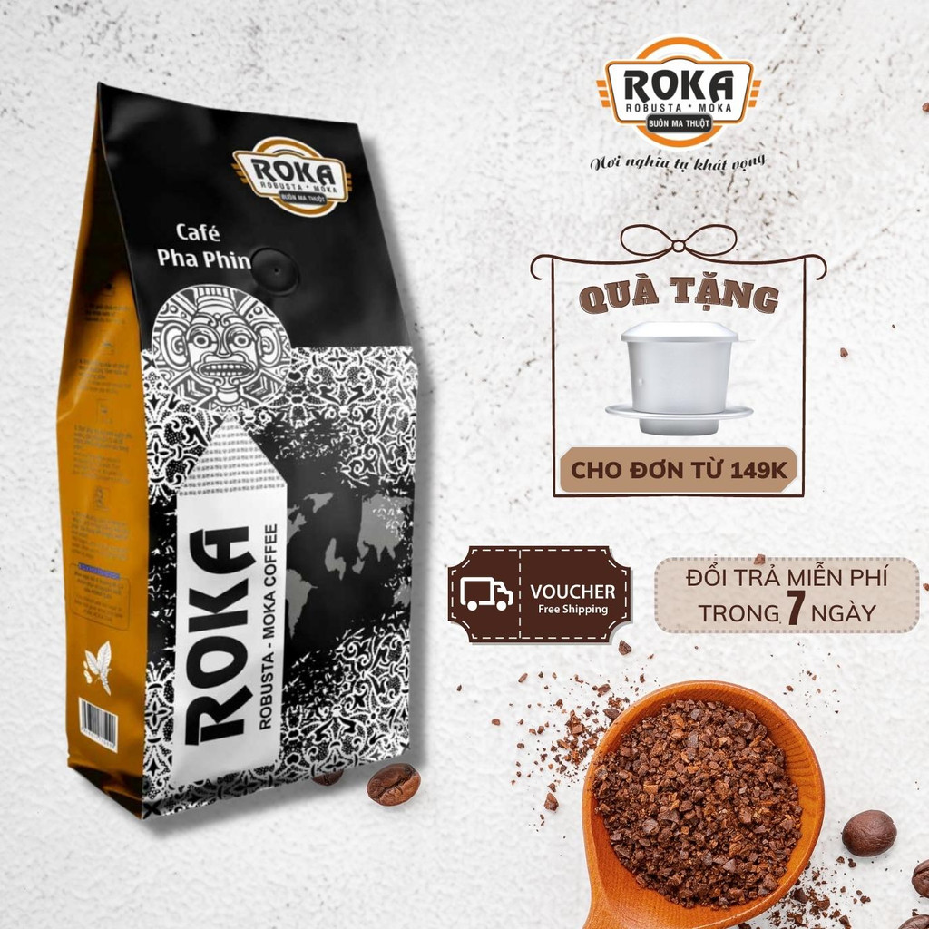 (500 Gram) Cà Phê Rang Xay Gu Truyền Thống, Vị Đậm Đà Hương Thơm Êm Dịu - Roka Yellow Premium