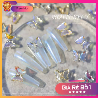 Charm bướm đá nail, bướm thuỷ tinh gắn móng, phụ kiện gắn móng